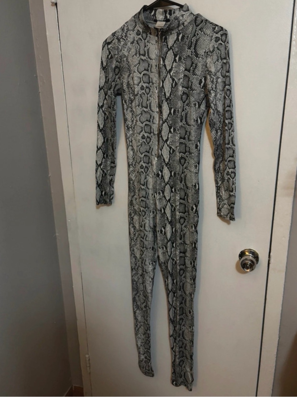 Python-Print Reptile One-Piece Suit - Gray/Black